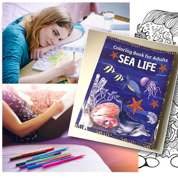 SEA LIFE - Coloring Book for Adults : Marine Life NEW!!! - Picture 1 of 13